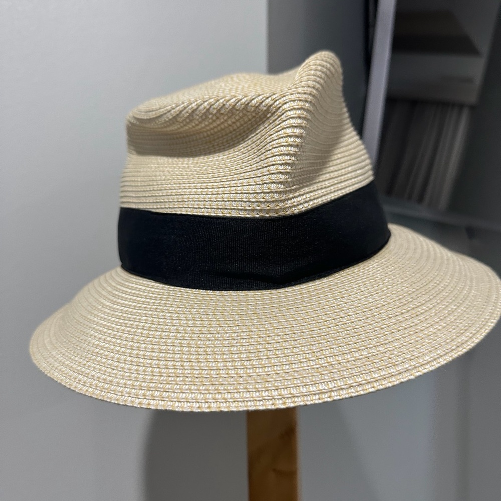 Eric Javits Cream Fedora with Black Band